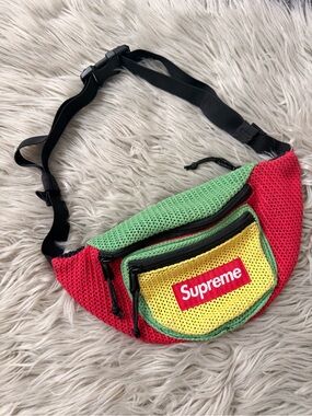 Supreme Red Green Yellow Crochet Waist Pack
